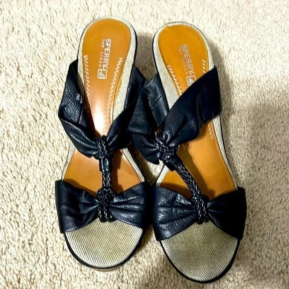 Sperry black wedge sandals size 9 - Picture 1 of 4